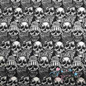French Terry Premium Kollektion Skulls mit Wollmütze schwarz weiß